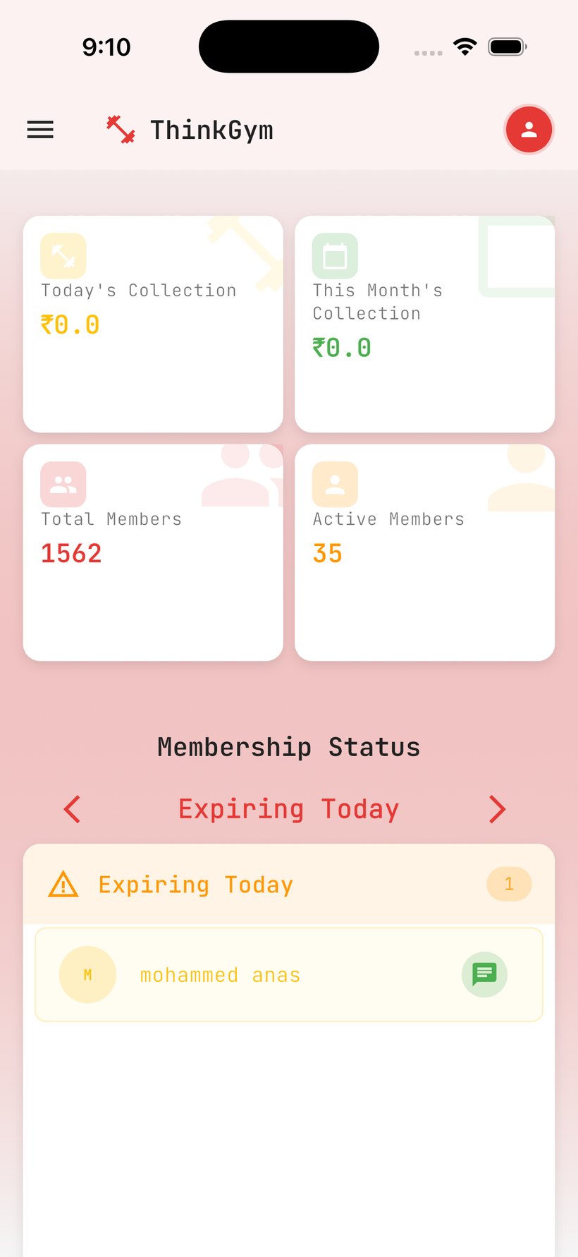ThinkGym admin dashboard